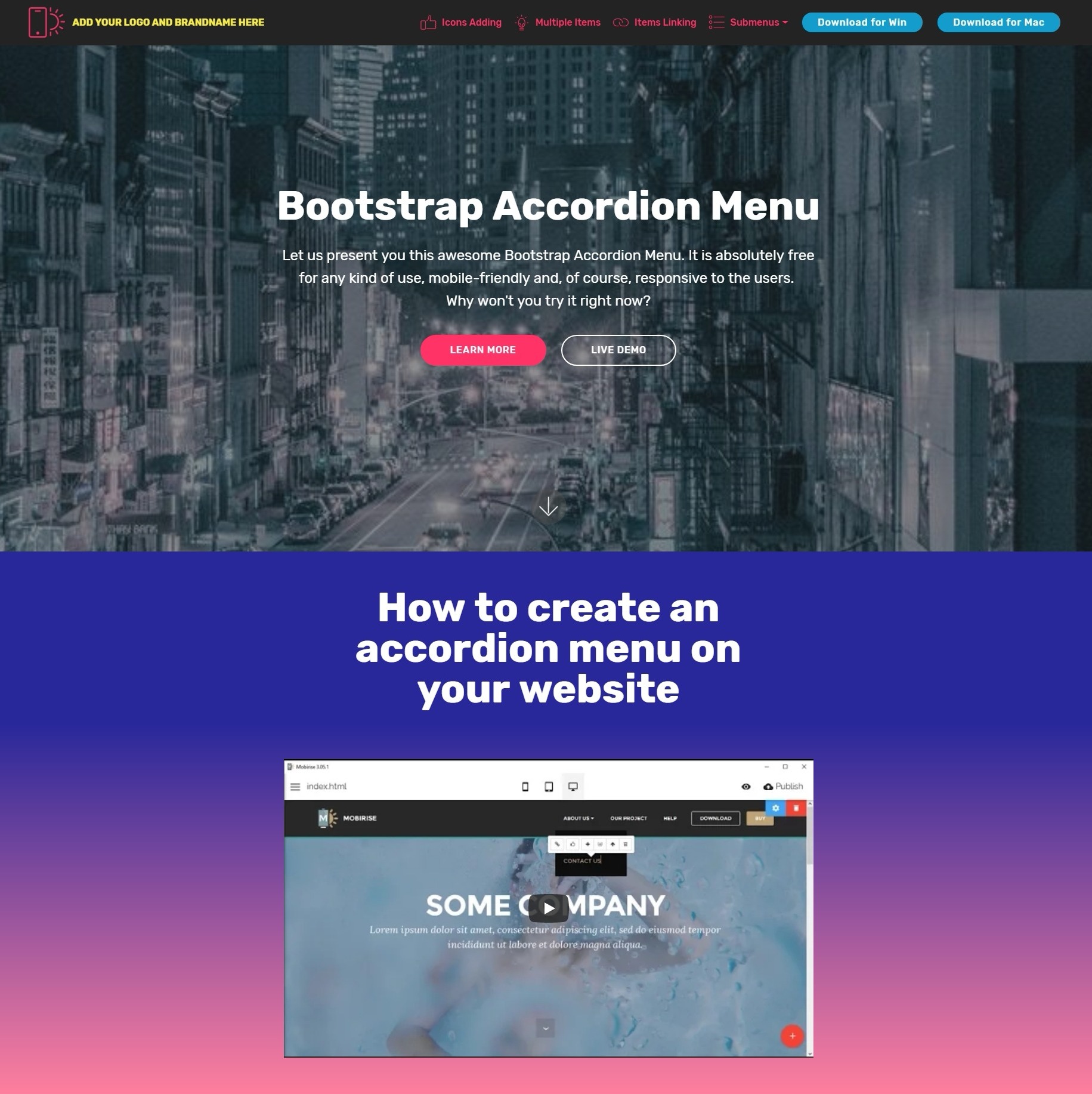 Bootstrap Accordion Menu