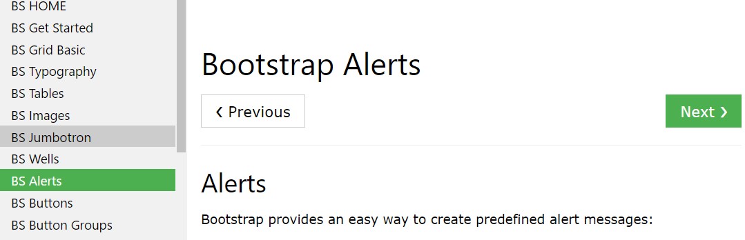 Bootstrap alert  short training