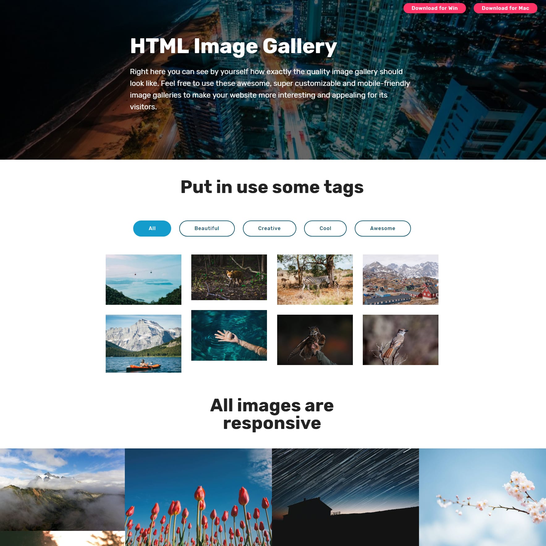 HTML Bootstrap Picture Gallery