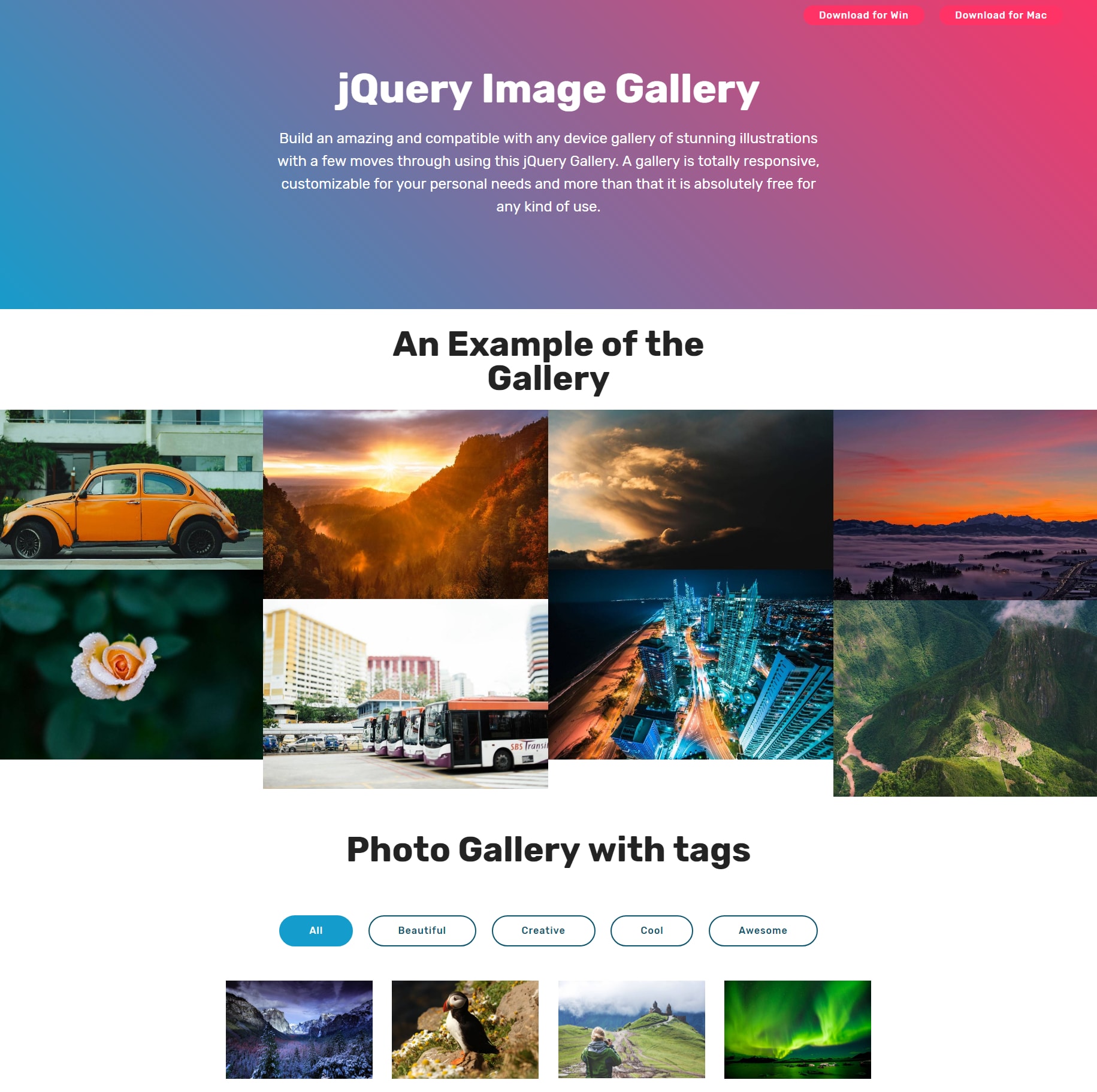 jQuery Bootstrap Illustration Gallery