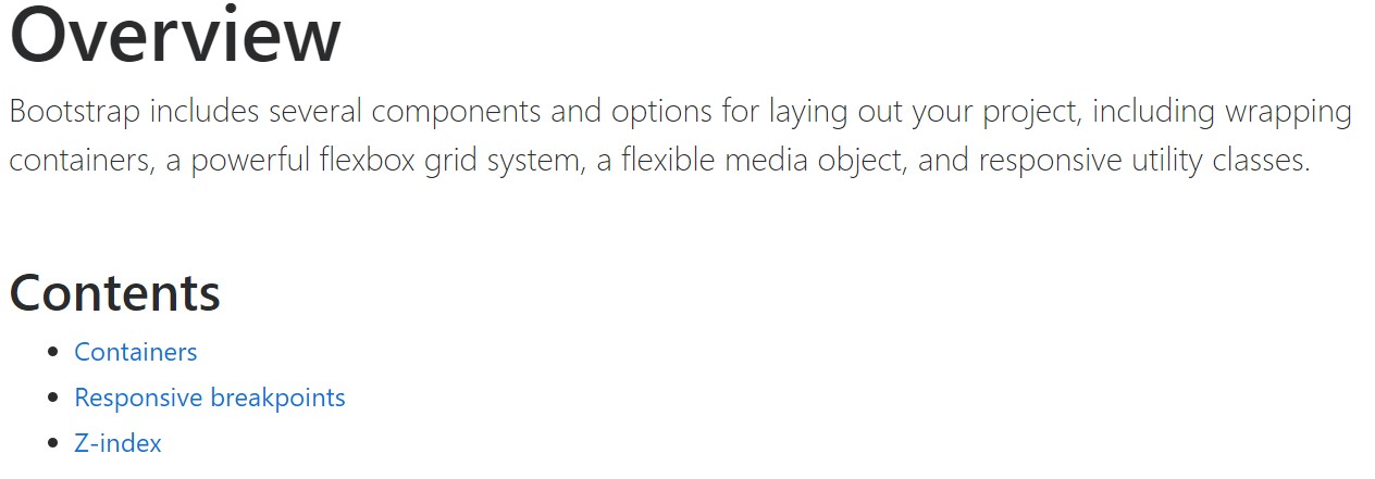 Bootstrap layout  main documentation