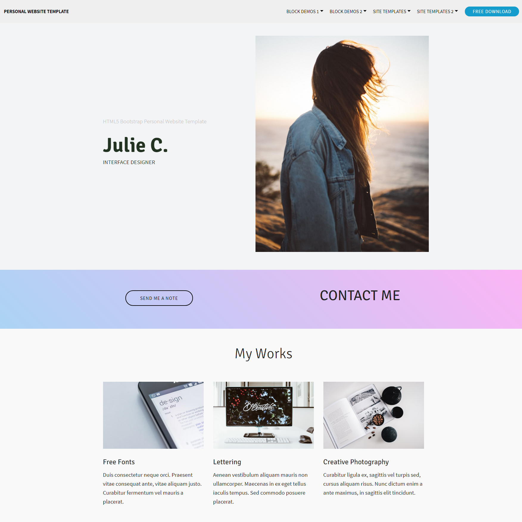 Responsive Bootstrap Personal website Themes